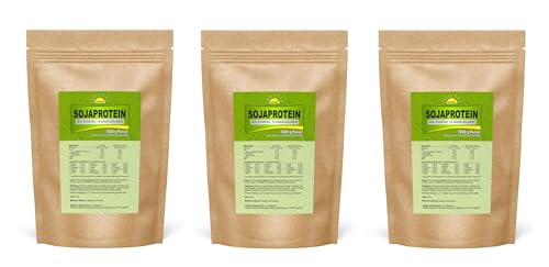 Bonemis® Sojaprotein (90% Eiweiß, 18 Aminosäuren, vegane Premiumqualität), 3x 1 kg im Beutel, ohne Zusatzstoffe