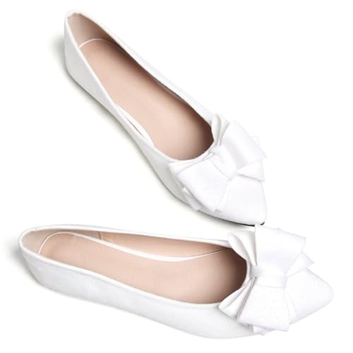 Image of TN TANGNEST Women's Flats Comfortable Dressy Slip On | Pointed Toe Bow Ballet Shoes, Business Casual Office Flats, Suede Flat Shoes