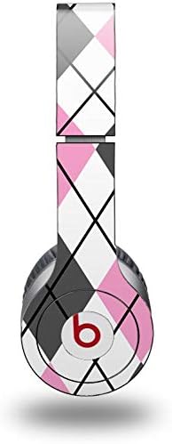 Skin Decal Wrap Works with Original Beats Solo HD Headphones Argyle Pink and Gray Skin Only (Headphones NOT Included)