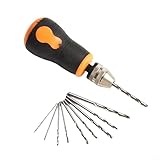 Glewi Para Mini Taladro de Mano Set con 10pcs Bits 0.5-3.2mm para PCB Madera Plástico Joyería DIY Modelo Hacer Acero al Carbono Kit de Herramientas Portátil