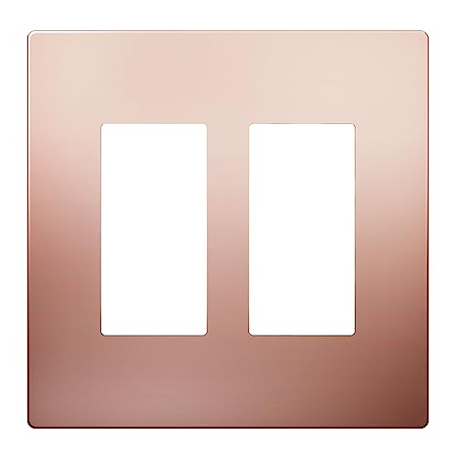 Image of LIDER Double Decorator Metal Wall Plate, Temperature and Impact Resistant, Screwless Cover, Modern Upgrade, Mid-Size 2-Gang 4.88 inch x 4.92 inch, UL Listed, Stainless Steel, Polished Rose Gold, 1-Pack