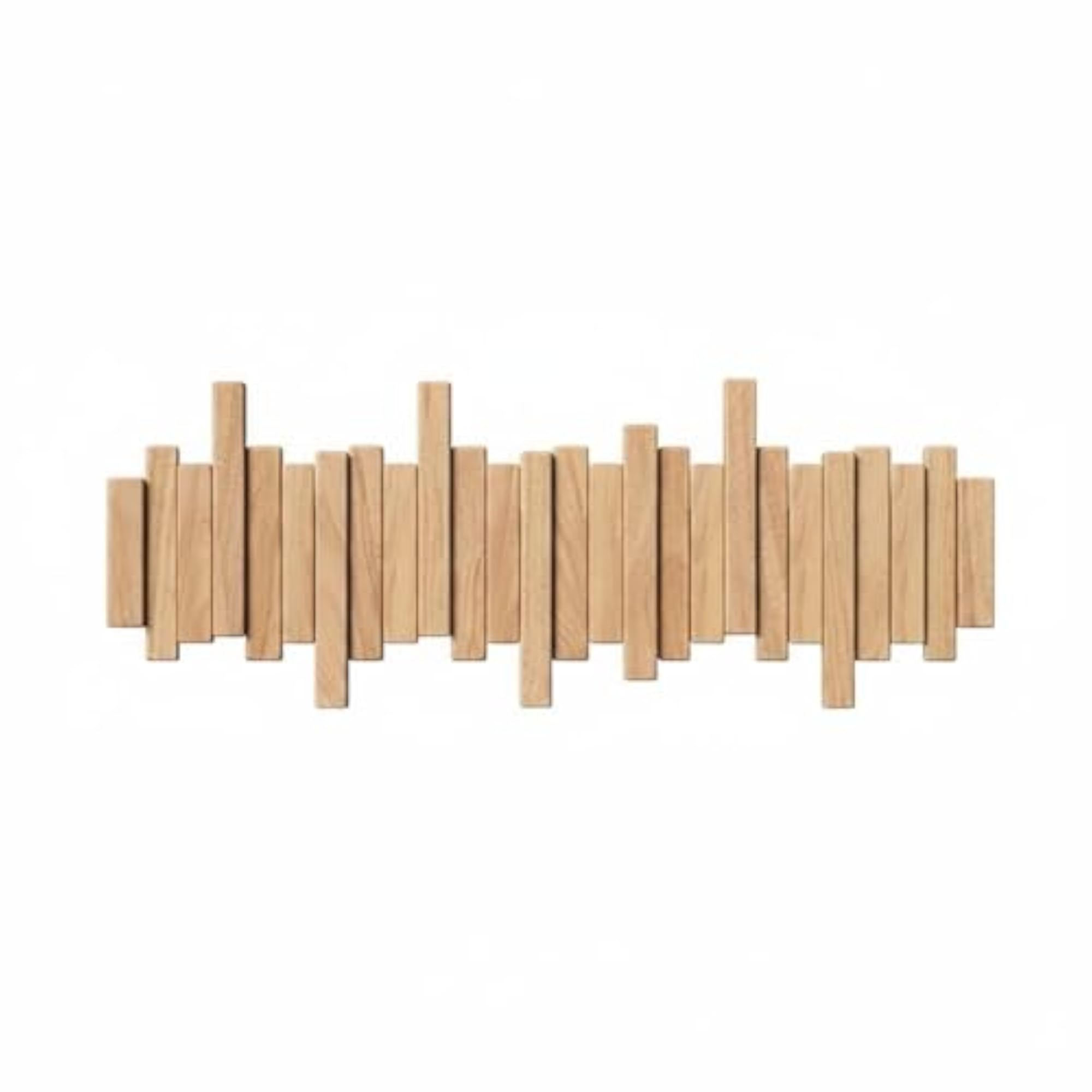 Solid Wood Piano Key Coat Rack with No-Drill Installation Option