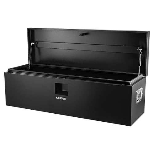 Garvee Steel Truck Tool Box Heavy Duty Truck Bed Toolbox w/Dual Lids, Lockable & Weatherproof, Fits for Pickup, Truck Bed, RV, Trailer, Black, 15X15X2