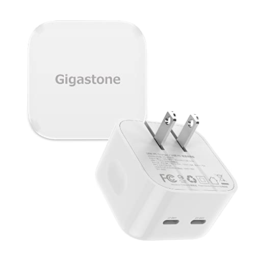 Gigastone 25W USB C Wall Charger 2-Pack, iPhone Charger Fast Charging for iPhone 15/14 / 13/12 / 11 Series, 2-Port USB C Charger Block PD3.0, Durable Compact 25W USB-C Power Adapter