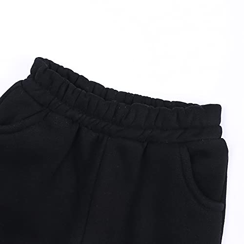 Kids Brushed Fleece Active Pants Child Thick Cotton Jogger Elastic Waist Pocket Sweatpants Solid Long Trousers3