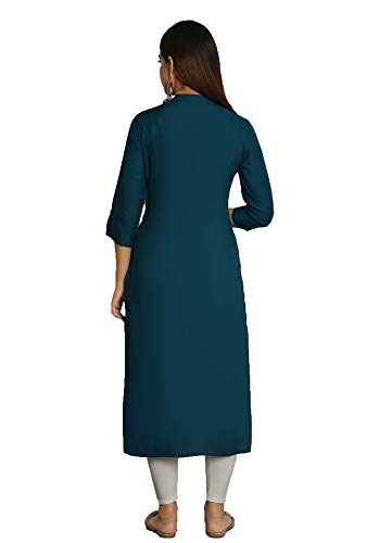 Image of NEW4U Women's Solid Rayon Straight Kurta