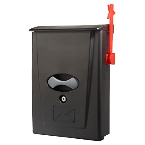 Rottner Strand Plastic Post Box Wall Mounted External Mail Box Easy To Install Waterproof And Weather Resistant Stylish Smart Black Letterbox Lockable With Two Keys Wall Mounted mail box Cover