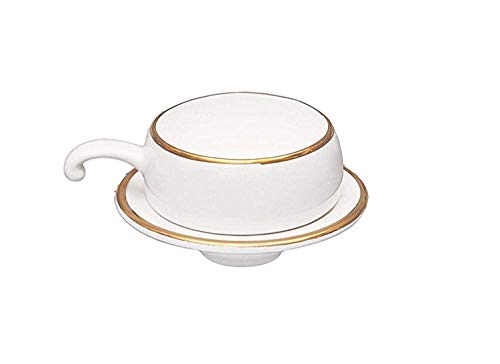 Image of Royal laxury Style White Plain Cup & Saucer with Golden Line Border On Top Set of 12 Pics-160 (ML-Capacity) (Ceramic)
