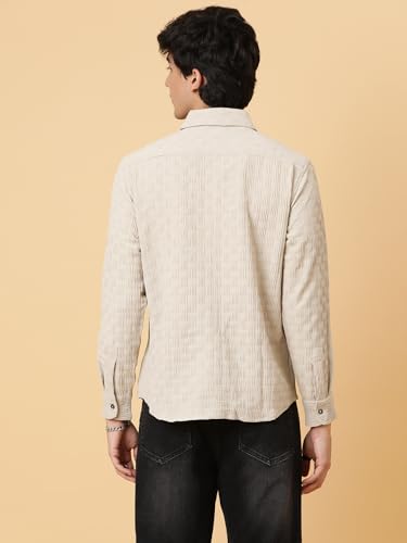 Image of KOTTY Men's Textured Casual Shirt - Long Sleeve||Button-Down Collar||Classic Fit