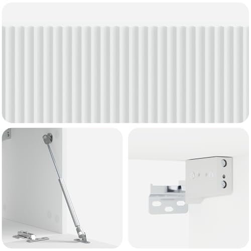 sephironlbb Meuble TV Mural Blanc en Bois d'ingénierie 98 x 31 x 30 cm avec Portes pivotantes 90° Grand Rangement pour Salon séjour Chambre multimédia Audio vidéo – vue 8