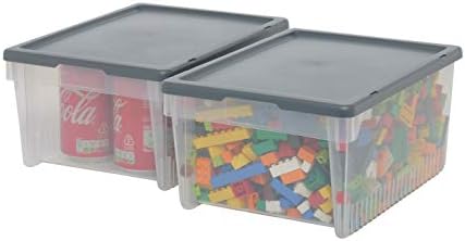 CleanPEAK Set of 2 Medium 5 Litre Plastic Stackable Storage Boxes With Lids