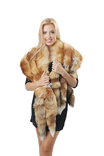 Fox Fur Stole Bridal Wrap for Women Large Detachable Collar
