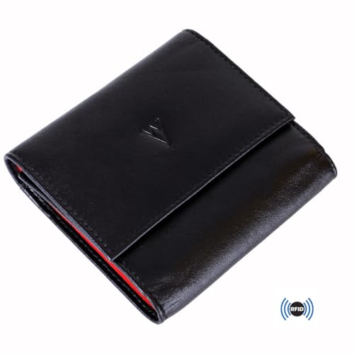 Image of WILDVIBEZ Black & red Leather Women Wallet | RFID Blocking Ladies Purse | Ultra Strong Stitching | 4 Card Slots I Lightweight I mini Wallet Women Leather | 6 Months Warranty (Seller Fulfilled)