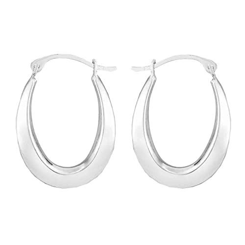 Ritastephens 10K White Gold Oval Light Weight Hoop Earring