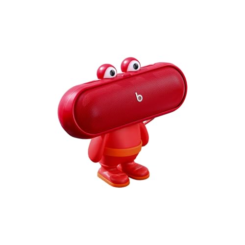 Protective Stand Case for Beats Pill (2024) ABS Hard Shell Magnetic Cover Shockproof & Scratch-Resistant with Precise Cutouts Forward-Facing Sound Design Classic Big-Mouth Figurine Design (Red)