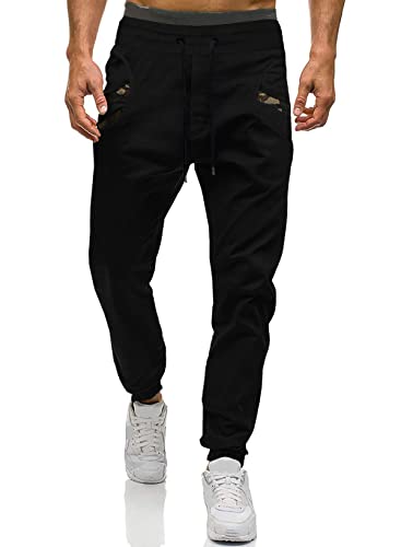 JMIERR Homme Pantalons Cargo Casual Sport Jogging Training Pantalons Joggers Activewear Long Sweatpants Pantalon Multi Poches Noir XL Cover
