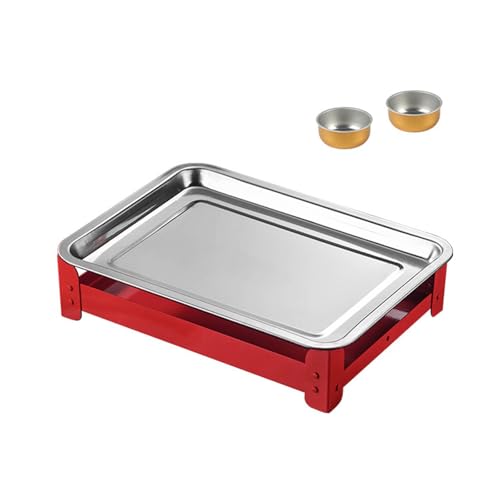 Mirweon Calentador de alimentos de acero inoxidable para parrillas al aire libre, fiestas, soporte para platos de carne con diseño desmontable, compatible con alcoholes, placa de calefacción para
