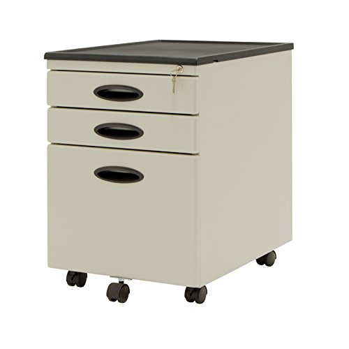 Calico Designs Metal Full Extension, Locking, 3-Drawer Mobile File Cabinet Assembled (Except Casters) For Legal Or Letter Files With Supply Organizer Tray In Putty Beige #TOP4