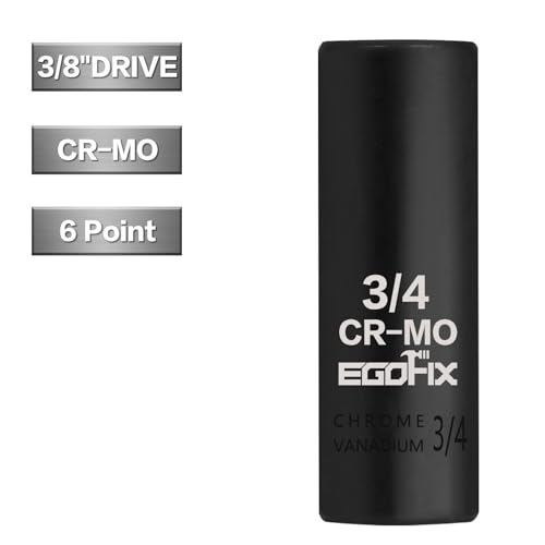Image of 3 /8 inch Drive Deep Impact Socket, 3 /4 Inch SAE Socket, CR-MO 6 Point for Easy Removal of Axle Nut