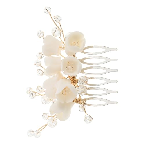 COMPUKAS 新娘用手作り花?ヘアコーム 結婚式用おしゃれヘアアクセサリー