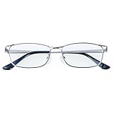 メイガン(Meigan) 老眼鏡 メンズ おしゃれ フレーム ライブラリースタイル 非球面レンズ ブルーライトカット 軽量 スクエア メタル 度数 ＋1.50 497215