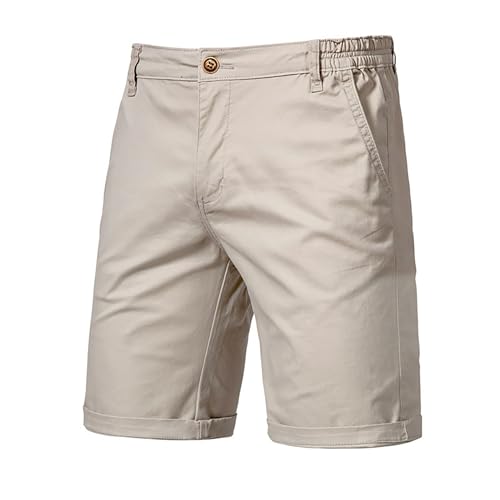 Zingther Mens Classic-Fit 9 Inch Cotton Chino Shorts Golf Shorts for Men Khaki 32