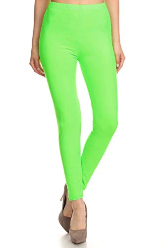 Image of Leggings Depot Women's High Waist Leggings Soft 1 inch Waistband Solid Pants - Regular, Plus, 1X3X, 3X5X