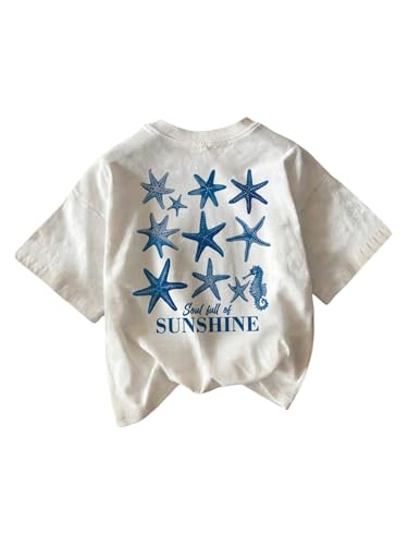 Image of RoseSeek Women's Graphic Letter Tee Crew Neck Drop Shoulder Trendy Summer T Shirt Short Sleeve Vintage Car Print Top