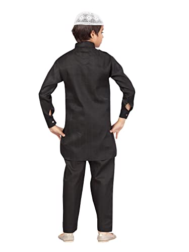Image of Aarika Boys Black Color Pathani Kurta Pyjama with Cap Set (C PS-JK-102-BLACK-BLACK-9)