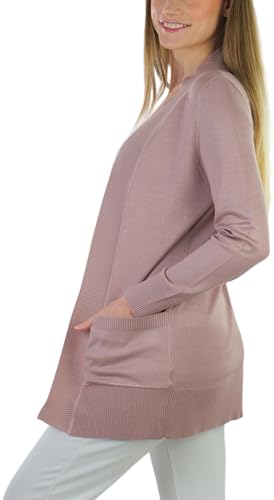 Image of ToBeInStyle Women's Long Sleeve Rib Banded Open Sweater Cardigan