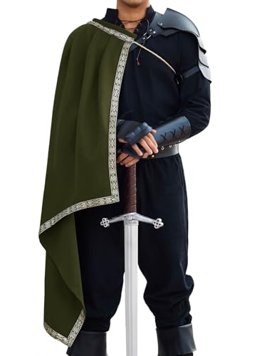 Runcati Mens Renaissance Shawl Half Shoulder Cape Medieval Samurai Cloak