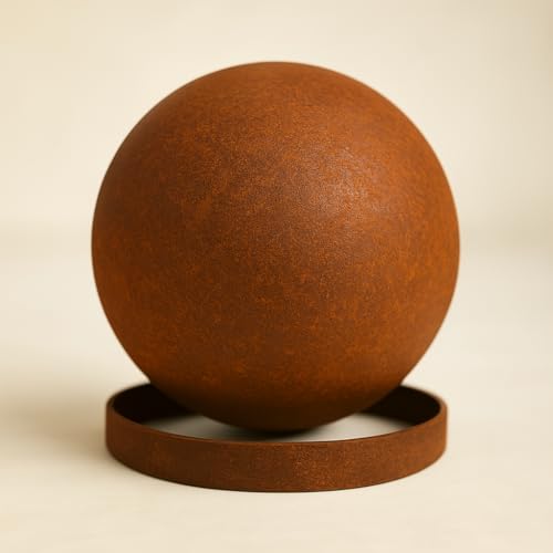 Der-Porzellan-Laden Boule de feu en métal (15 x 15 x 15 cm) - Marron rouille - Anneau décoratif rustique pour décoration de jardin et d'extérieur - Résistant aux intempéries