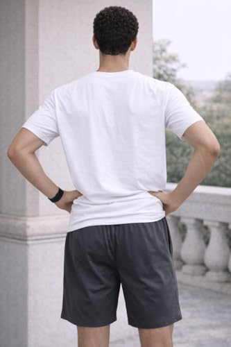 Image of Men's Solid Cotton Lounge Shorts | Premium Soft Breathable Casual Shorts with Elastic Drawstring Waist | Regular Fit Above Knee for Home, Gym & Travel