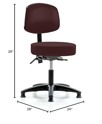 Image of Perch Stationary Height Adjustable Doctor's Stool with Back | Desk Height 18.5-24 inch | Burgundy Vinyl