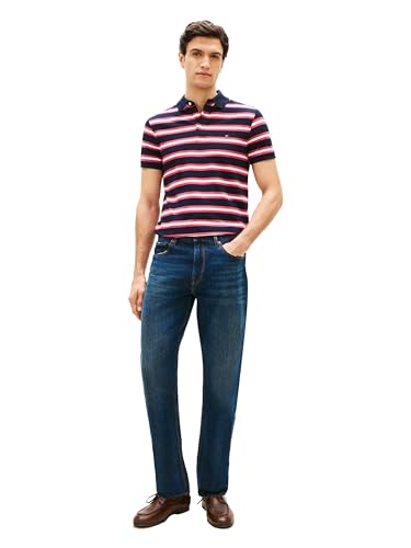 Image of Tommy Hilfiger Men's Short Sleeve Polo Shirts in Slim Fit with Stretch and Organic Pique Cotton