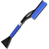 YOKKIP Snow Brush - Ice Scrapers for Car, 27' Detachable Snow Scrapers with Ergonomic Foam Grip for Cars, Trucks, Suvs (Heavy Duty ABS, PVC Brush, Blue)