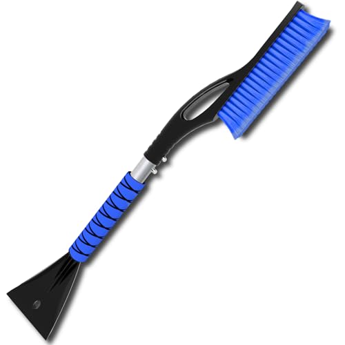 YOKKIP Snow Brush - Ice Scrapers for Car, 27" Detachable Snow Scrapers with Ergonomic Foam Grip for Cars, Trucks, Suvs (Heavy Duty ABS, PVC Brush, Blue)