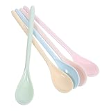 OFFIGAM 5個 幼稚園用長柄スプーン点 設計の耐衝撃プラスチック製 な単色で の食事を楽しくサポート 家 園での食事に 再利用可能