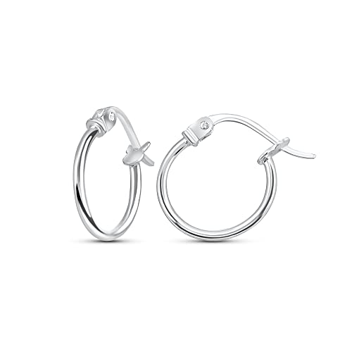 Sterling Silver Hoop Earrings for Women - Gold Hoop Earrings - Hoop Earrings Set - Thin Light Polished Round Post Click-top Hoops Earring for Women Men, 12-20mm Diameter, 1-3 Pairs Jewelry Sets