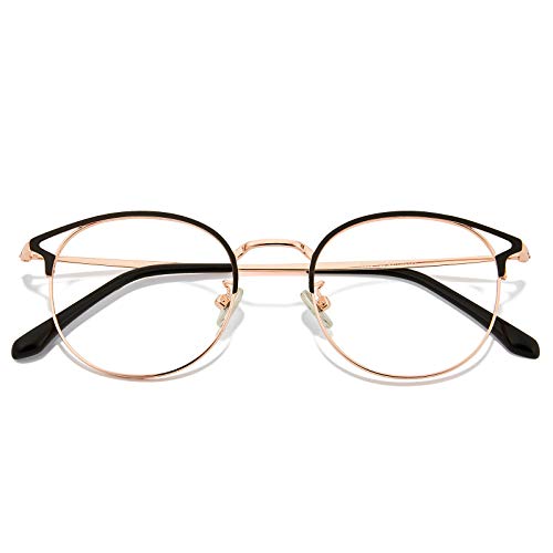 Image of Cyxus Blue Light Blocking Glasses Round Metal Frame Computer Glasses | Blue light blocking glasses featuring round metal frame, comfortable fit and versatile use for work, study and entertainment
