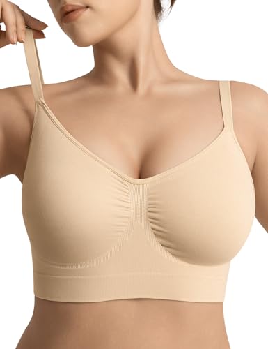 Bralettes for Women with Support Comfortable Bras No Underwire Seamless Everyday Bras Nude