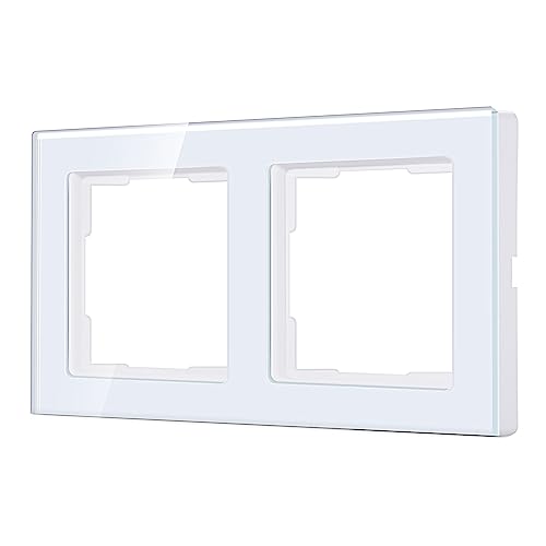 SMARTERCURRY 2-Fach Kristallglasrahmen Weiß 151 x 80 mm für 55-System SMARTERCURRY-Rolladenschalter Lichtschalter und Steckdose Kristallglas-Rahmenplatte
