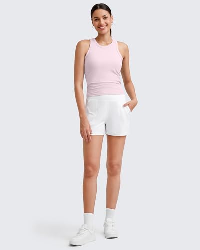 Image of G4Free Workout Tank Tops for Women Slim Fitted Racerback Ribbed Athletic Gym Yoga Tanks Summer Casual