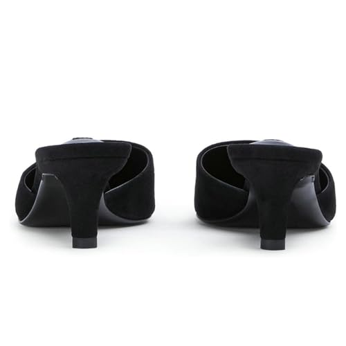 KysBloes Kitten Heel Mules for Women Square Toe Slip On Pumps Low Heel Slides Backless Dress Casual Shoes4