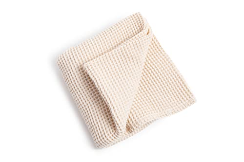 Image of judith + lain Waffle Baby Blanket Boho Knit Swaddle - 39"x39" Neutral Receiving Blankets 100% Cotton | Gender Neutral Baby Registry NewBorn Essentials
