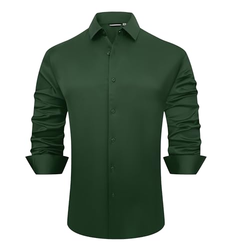 Alex Vando Mens Luxury Satin Dress Shirt Long Sleeve Silk Shiny Sateen Party Shirt