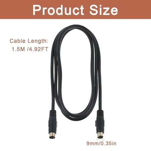 Image of HAKUHO RadioShack 4pin S-Video Male to 4 Pin S video Male Cable Lead 3.65 Meters for TVs, VCRs, Satellite Receivers, Laptop, PC Graphic Card, HDTV, VCR, DVD.