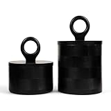 Hilari Collective - Premium Designer Black Wood Canister with Lids - Set of 2 - Decorative Jars for Kitchen Decor, Dining Room and Pantry
