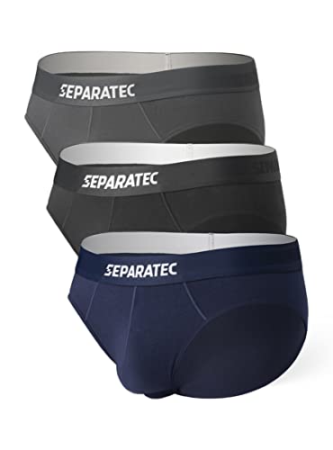 Separatec Men's Briefs Soft Cotton Underwear Classic Fit Underpants with Separated Pouches 3 Pack