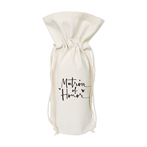 The Cotton & Canvas Co. Matron of Honor Wine Bag, Bottle Cover, Bridal Party Gift and Wedding Gift Bag